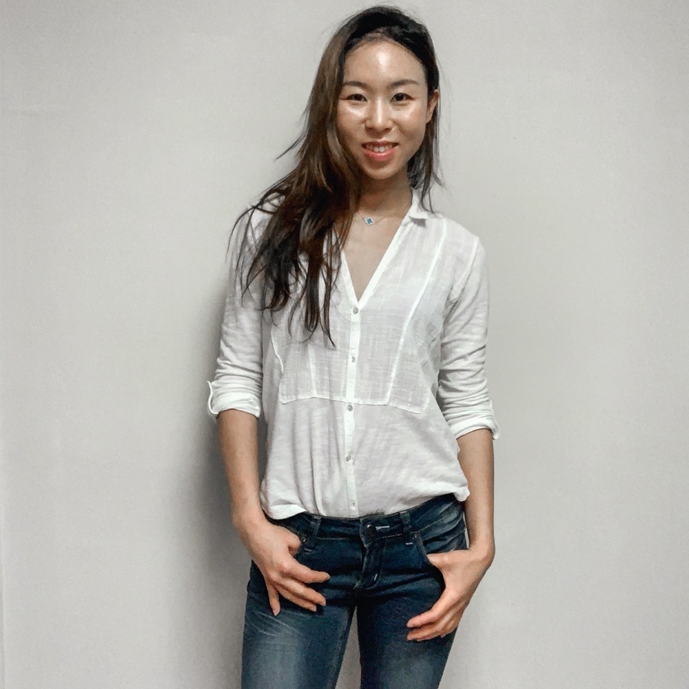 Lucky brand white cotton button down blouse